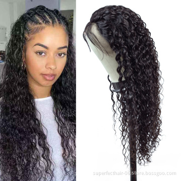 HD Lace 150% density 13x4  Human Hair Wig Virgin Brazilian Water Wave Lace Front Wigs  With Baby Hair